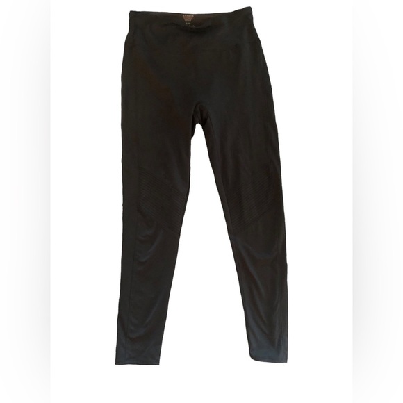 Spanx Assets Red Hot Leggings Sz XL Black Structured Moto Jersey Rocker Pull On - Picture 1 of 5